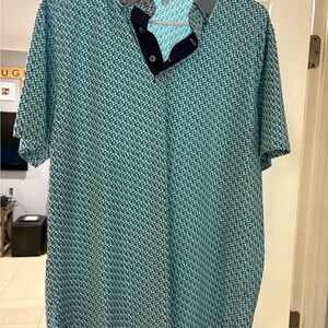 Greyson Teal Patterned Polo Shirt